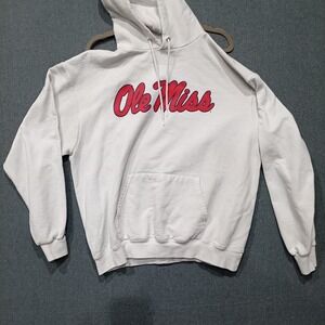 Champion Ole Miss Rebels Hoodie Mens XL White Pullover Sweatshirt University MS